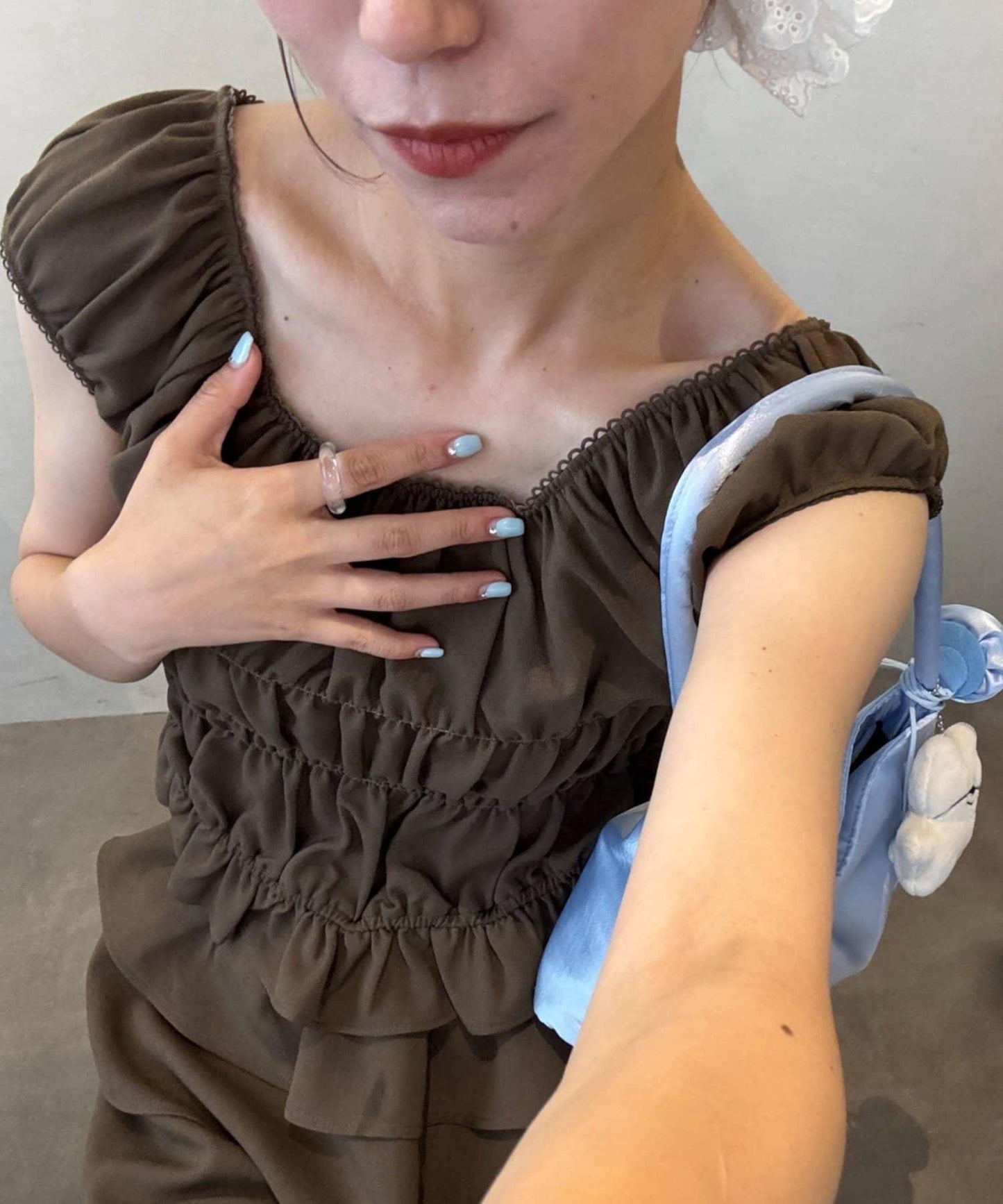 【CIAOPANIC TYPY】帶褶皺吊帶背心的條紋襯衫