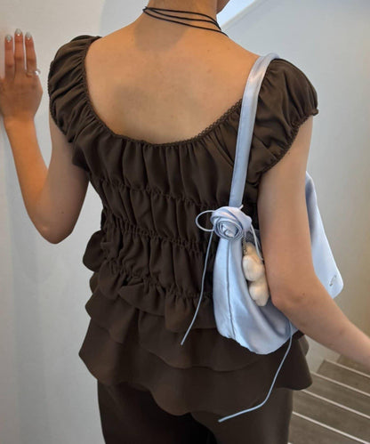 【TERIO韓國企劃】帶荷葉邊背心的條紋襯衫