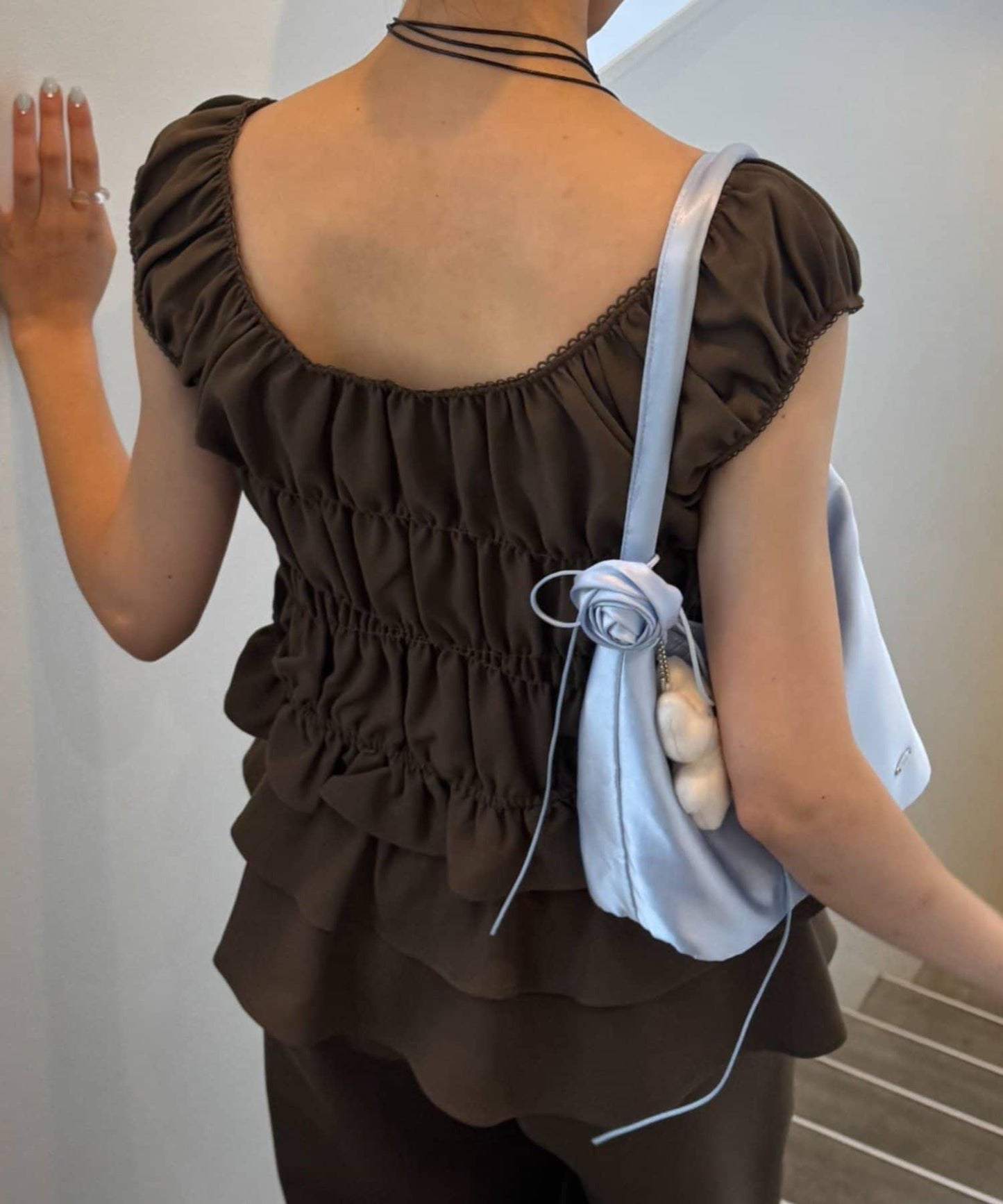 【CIAOPANIC TYPY】帶褶皺吊帶背心的條紋襯衫