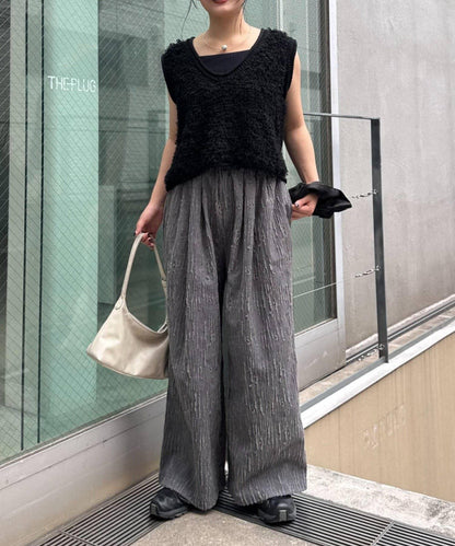 【CIAOPANIC TYPY】提花褶皺寬腿褲