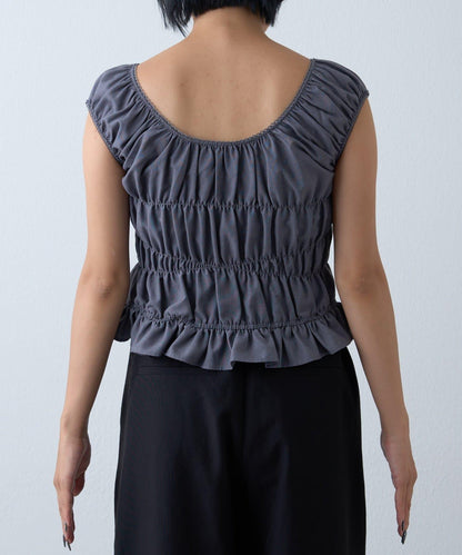 【TERIO韓國企劃】帶荷葉邊背心的條紋襯衫