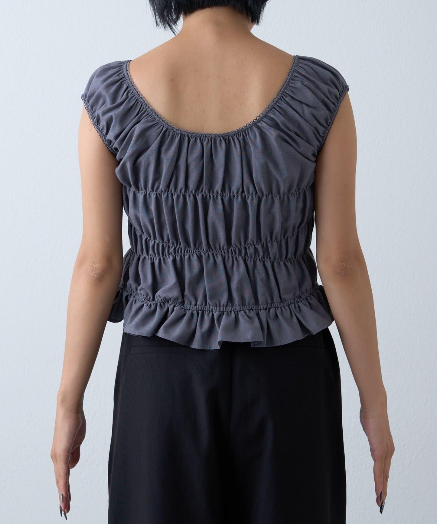 【CIAOPANIC TYPY】帶褶皺吊帶背心的條紋襯衫