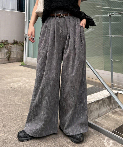 【CIAOPANIC TYPY】提花褶皺寬腿褲