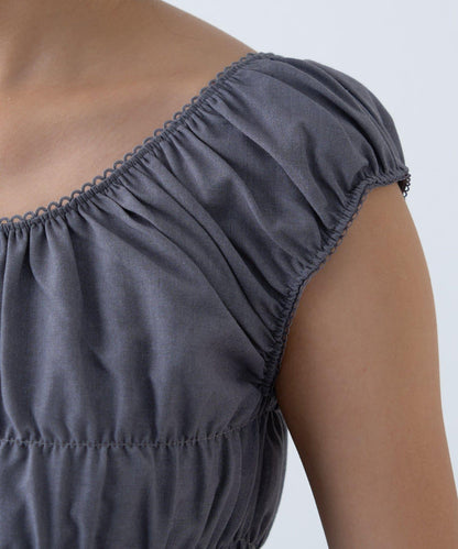 【CIAOPANIC TYPY】帶褶皺吊帶背心的條紋襯衫