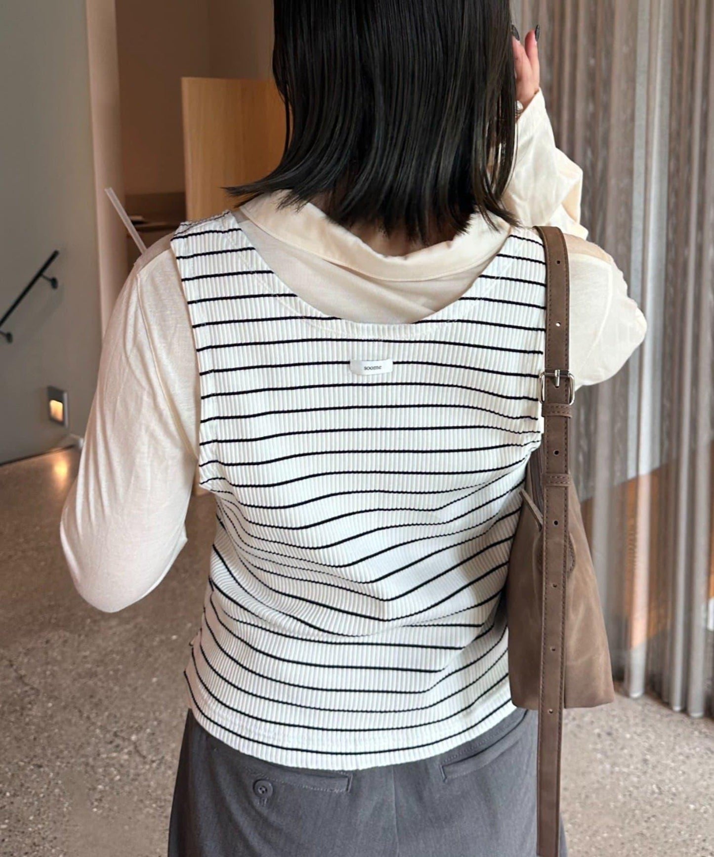 【CIAOPANIC TYPY】條紋背心疊穿翻領透視剪裁襯衫