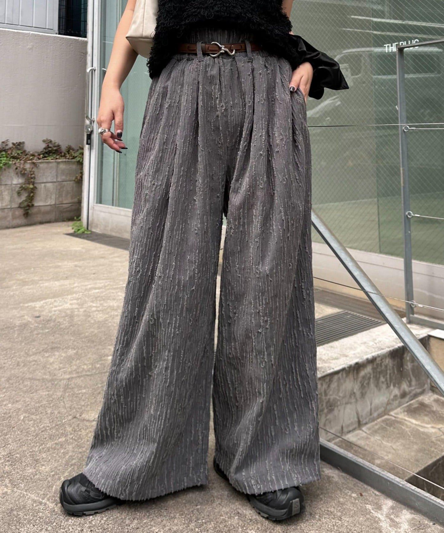 【CIAOPANIC TYPY】提花褶皺寬腿褲