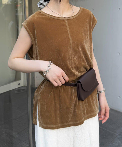 透明絨面顏色法式上衣