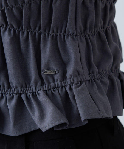 【TERIO韓國企劃】帶荷葉邊背心的條紋襯衫