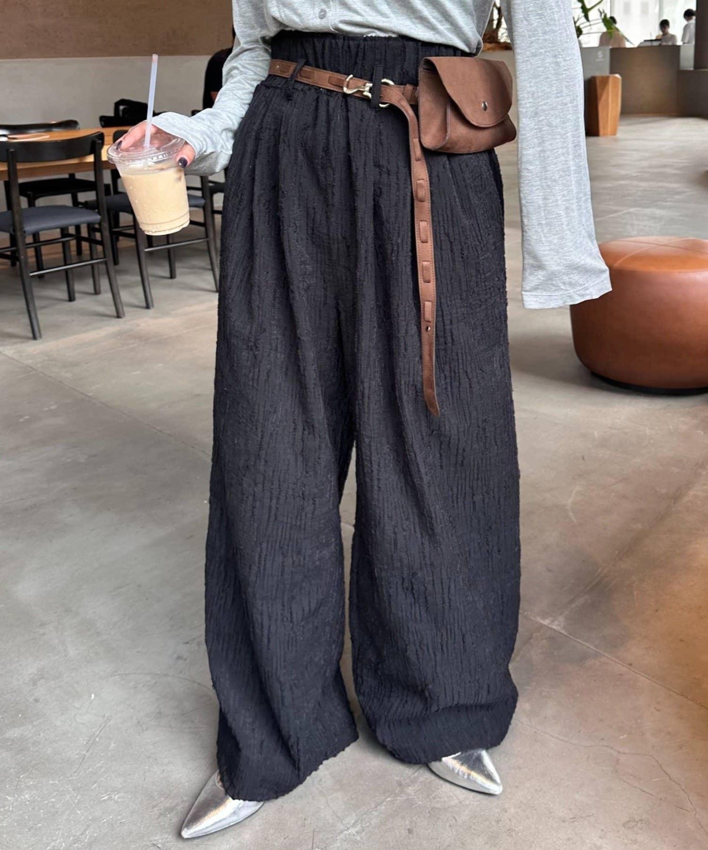 【CIAOPANIC TYPY】提花褶皺寬腿褲