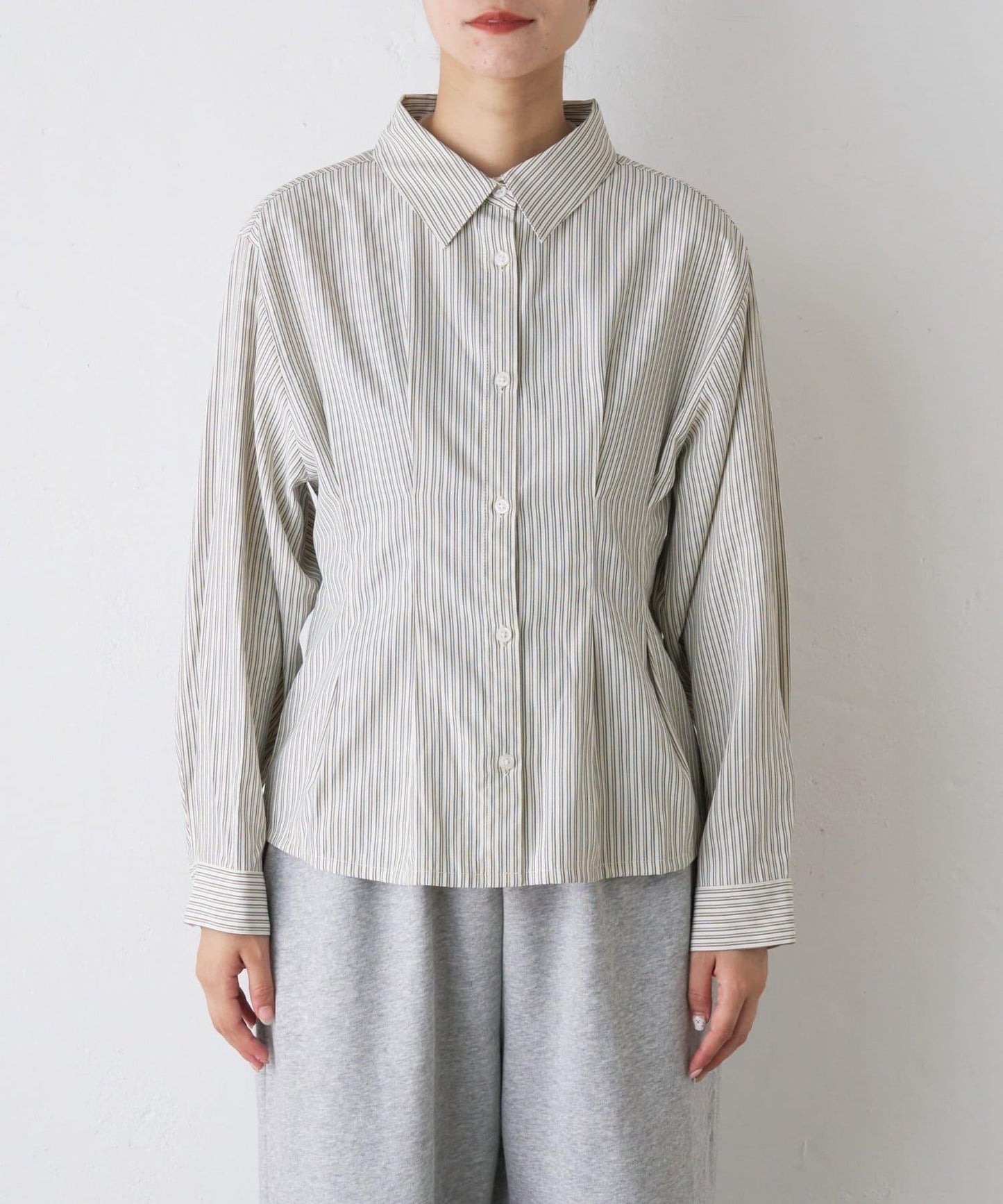 【CIAOPANIC TYPY】帶褶皺吊帶背心的條紋襯衫