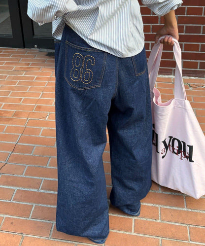 【薩基企劃】【可調節腰圍】超染褶皺設計牛仔褲