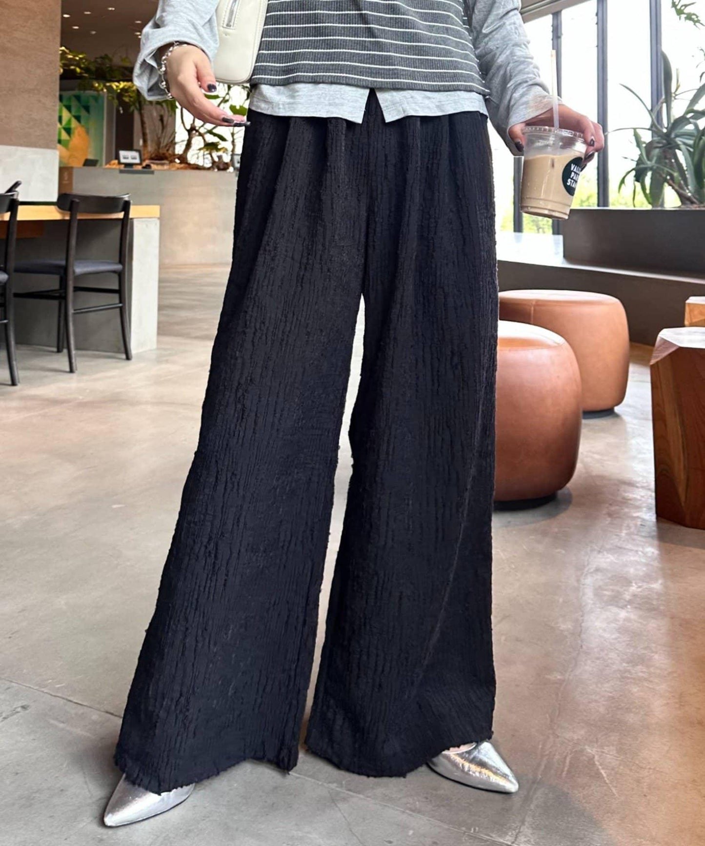 【CIAOPANIC TYPY】提花褶皺寬腿褲