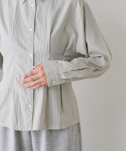 【CIAOPANIC TYPY】帶褶皺吊帶背心的條紋襯衫