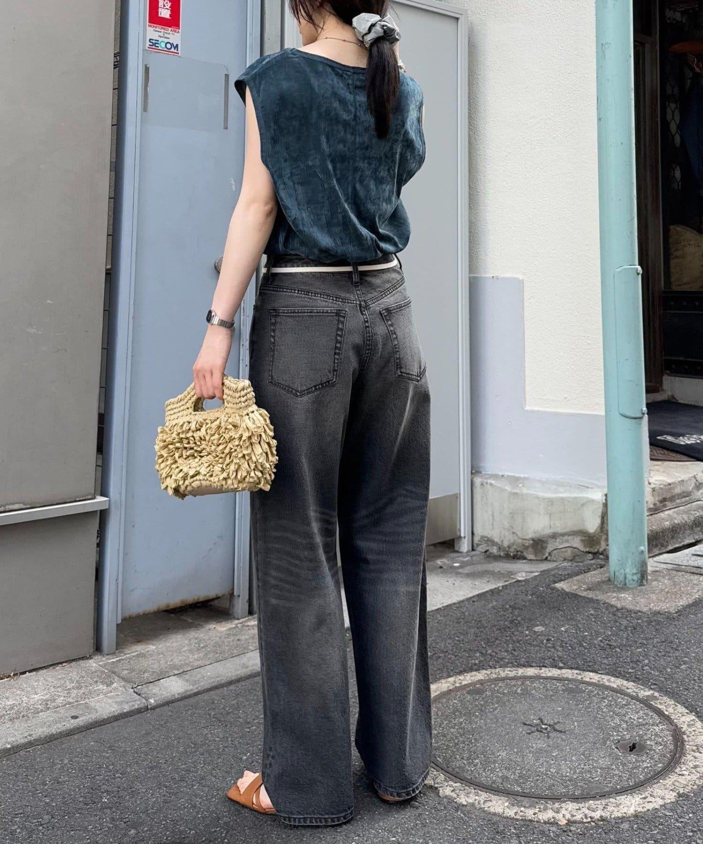 透明絨面顏色法式上衣