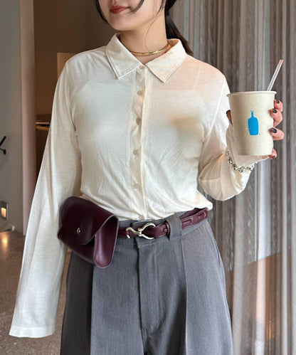 【CIAOPANIC TYPY】條紋背心疊穿翻領透視剪裁襯衫