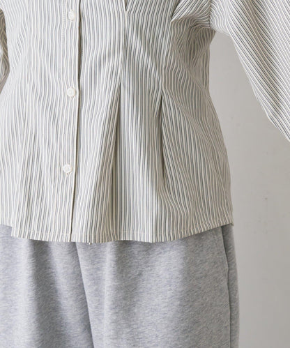 【CIAOPANIC TYPY】帶褶皺吊帶背心的條紋襯衫