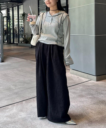 【CIAOPANIC TYPY】提花褶皺寬腿褲