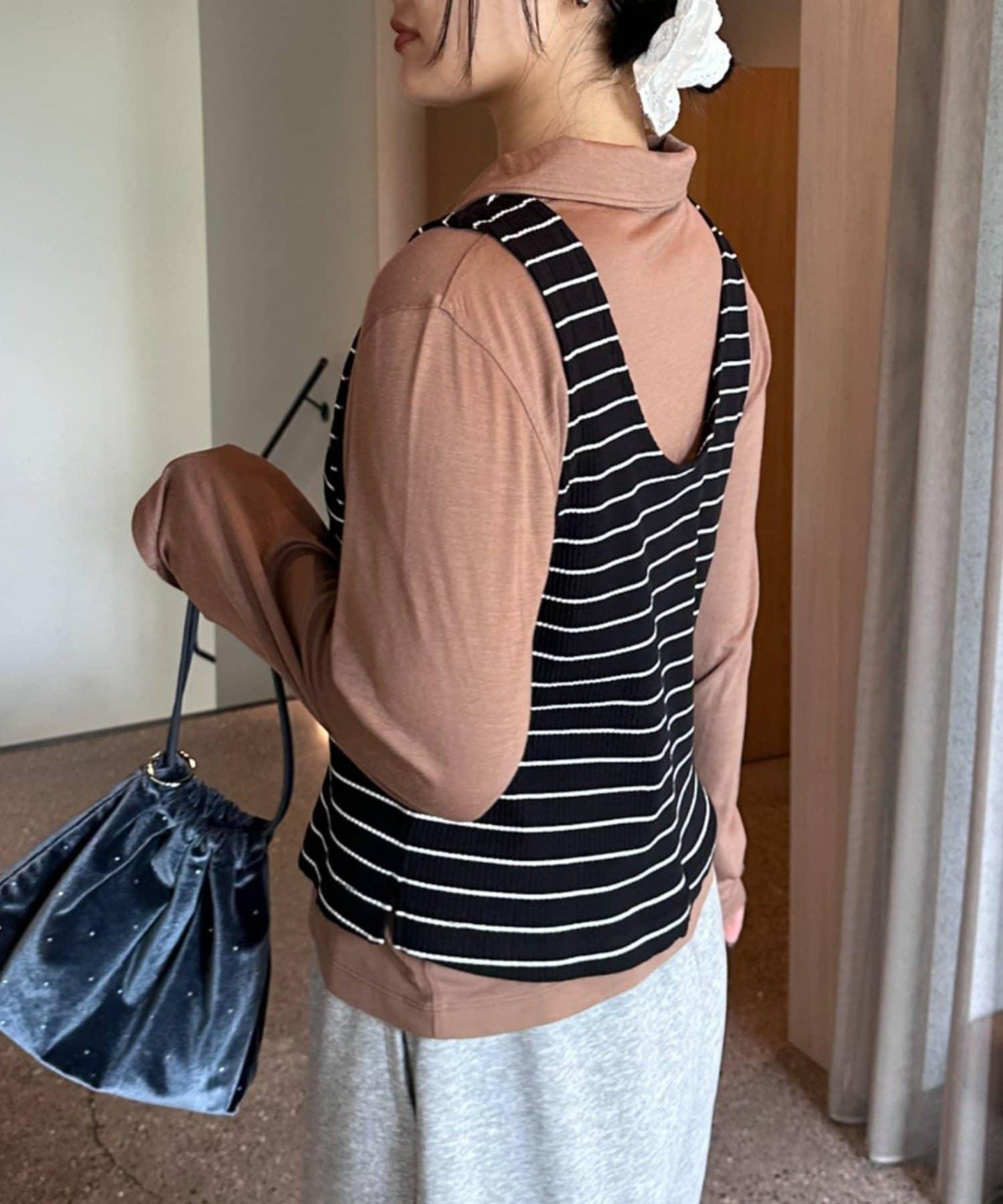 【CIAOPANIC TYPY】條紋背心疊穿翻領透視剪裁襯衫