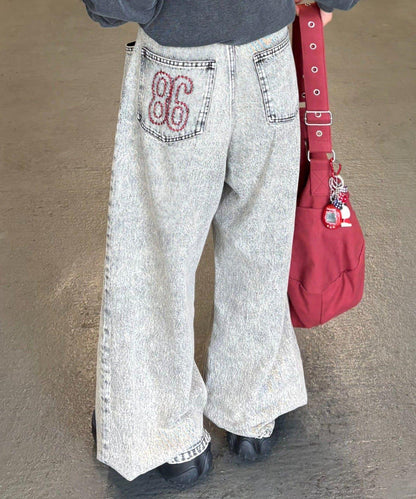 【薩基企劃】【可調節腰圍】超染褶皺設計牛仔褲