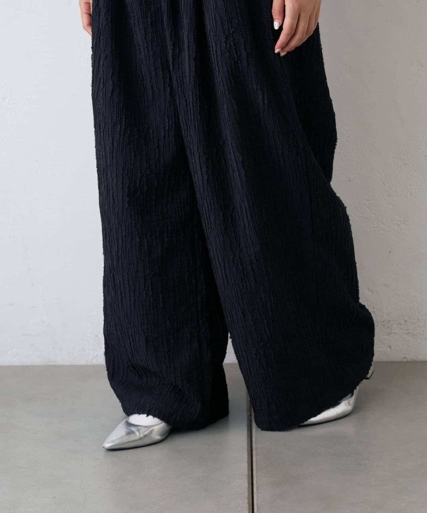 【CIAOPANIC TYPY】提花褶皺寬腿褲