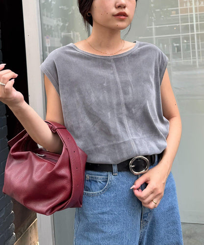 透明絨面顏色法式上衣