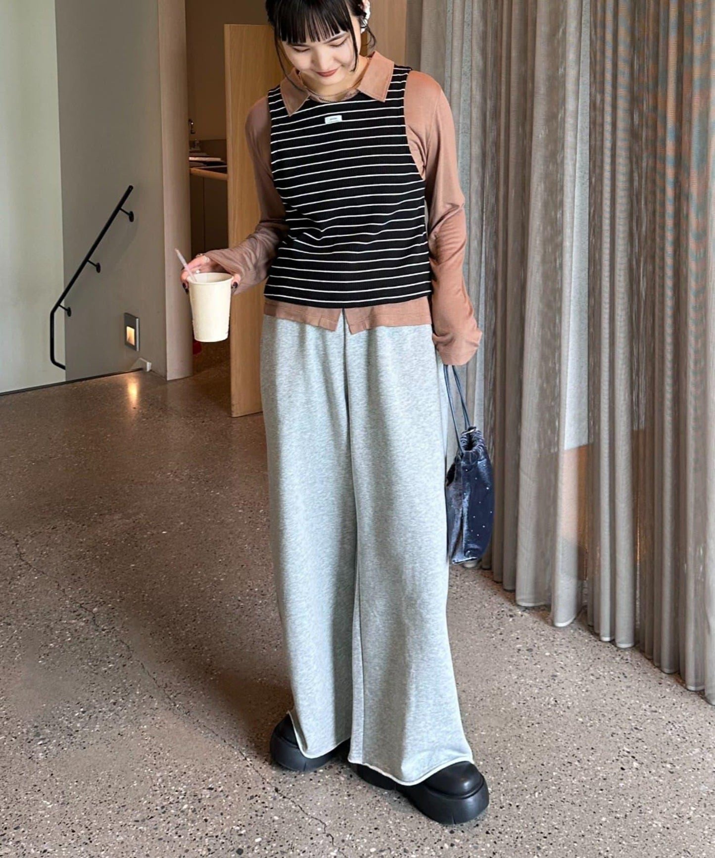 【CIAOPANIC TYPY】條紋背心疊穿翻領透視剪裁襯衫