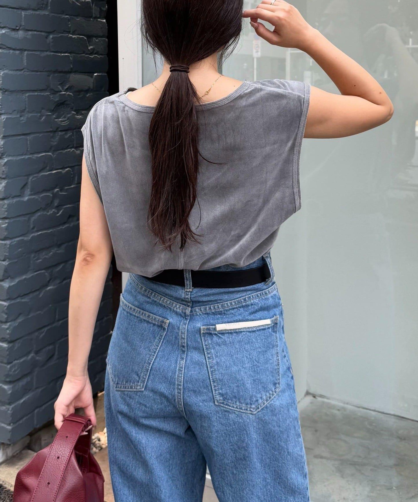 透明絨面顏色法式上衣