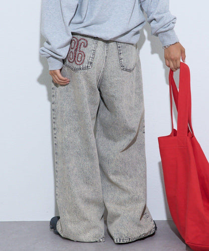 【薩基企劃】【可調節腰圍】超染褶皺設計牛仔褲