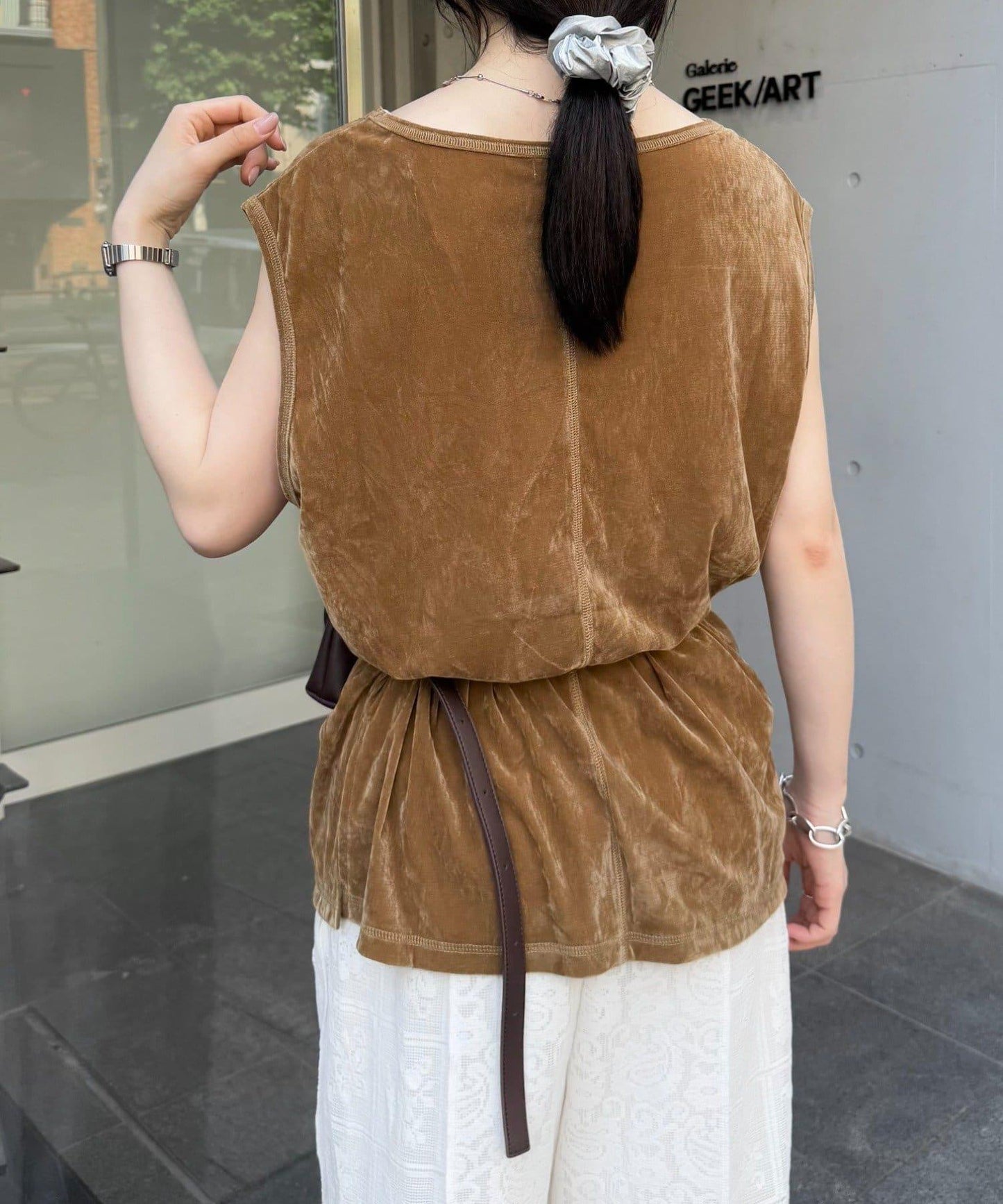 透明絨面顏色法式上衣