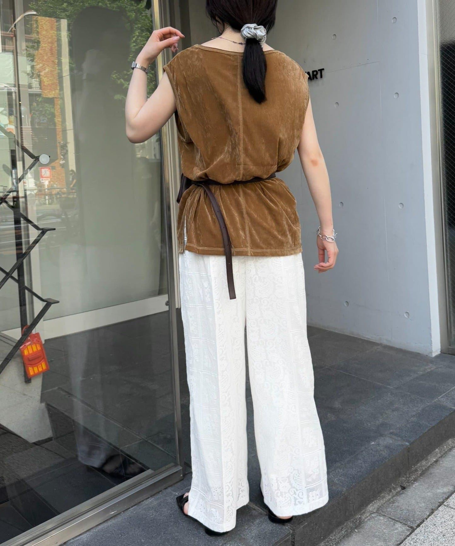 透明絨面顏色法式上衣