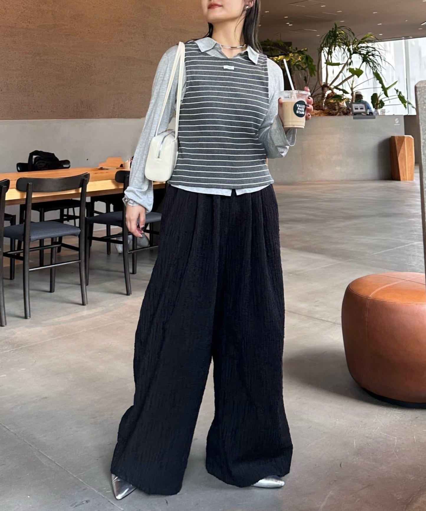 【CIAOPANIC TYPY】條紋背心疊穿翻領透視剪裁襯衫