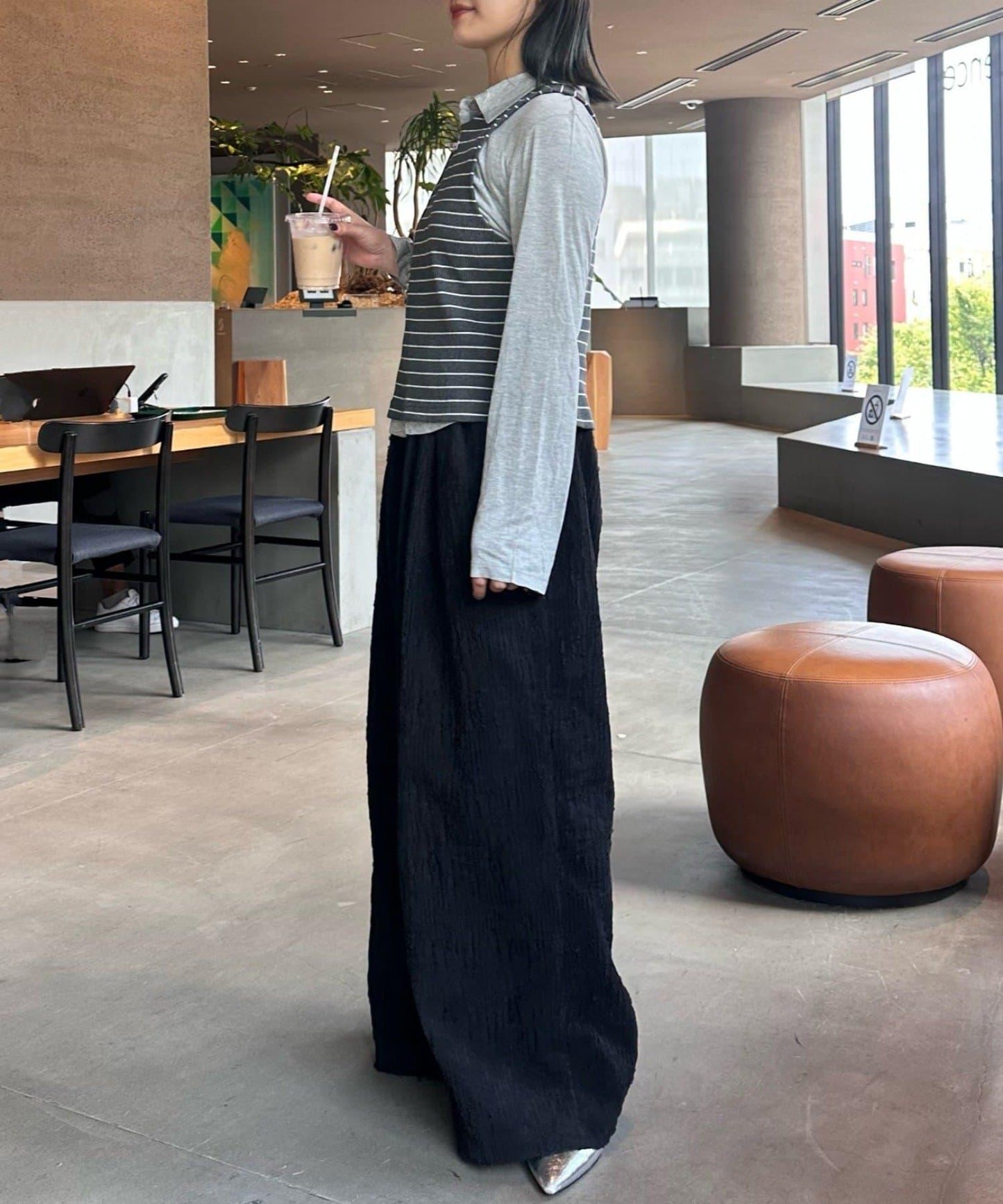 【CIAOPANIC TYPY】條紋背心疊穿翻領透視剪裁襯衫