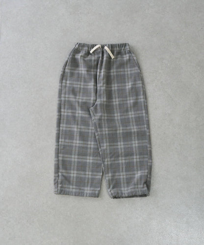 【兒童】【紅色&藍色】下襬抽繩格紋休閒褲