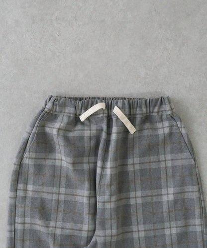 【兒童】【紅色&藍色】下襬抽繩格紋休閒褲