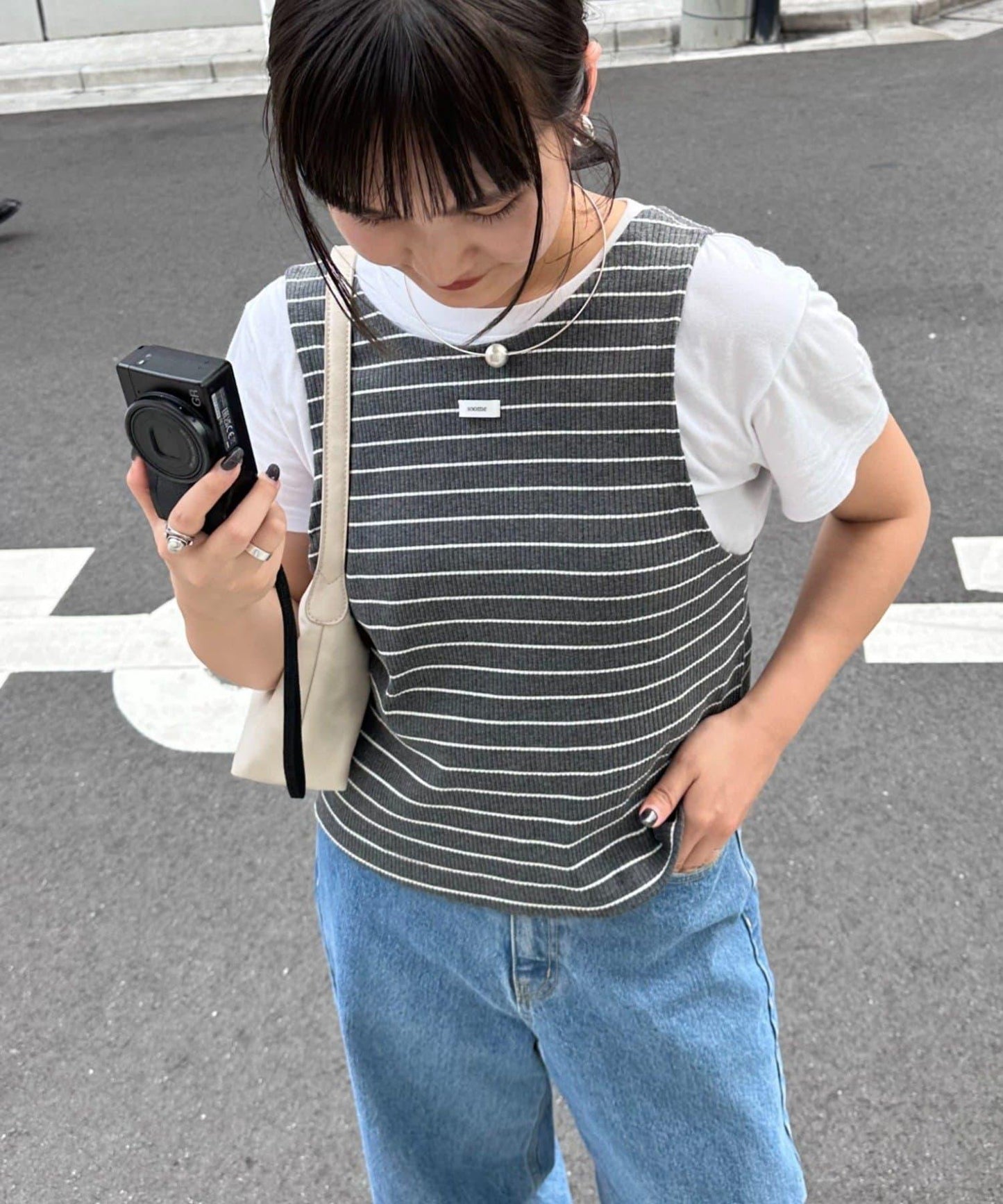 【CIAOPANIC TYPY】條紋背心疊穿翻領透視剪裁襯衫