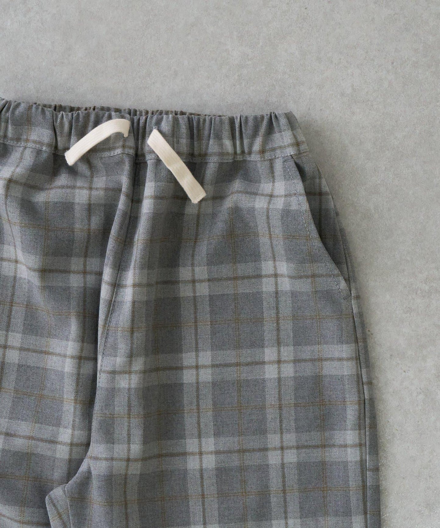 【兒童】【紅色&藍色】下襬抽繩格紋休閒褲