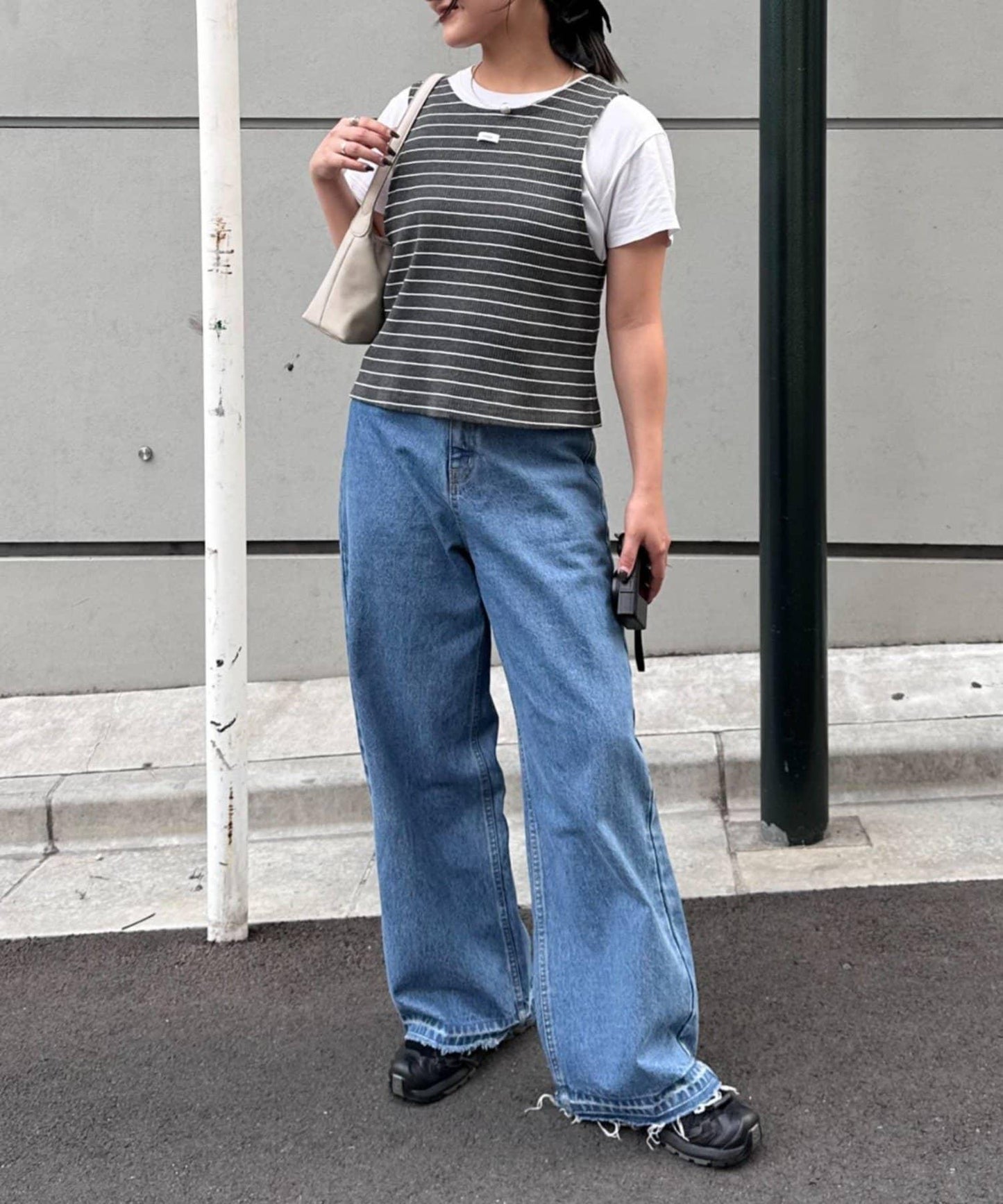 【CIAOPANIC TYPY】條紋背心疊穿翻領透視剪裁襯衫