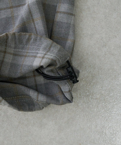 【兒童】【紅色&藍色】下襬抽繩格紋休閒褲