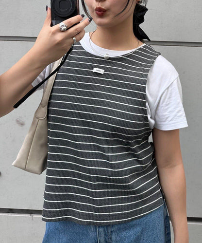 【CIAOPANIC TYPY】條紋背心疊穿翻領透視剪裁襯衫