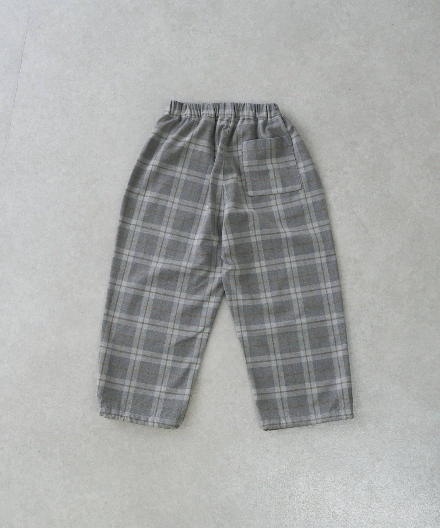 【兒童】【紅色&藍色】下襬抽繩格紋休閒褲