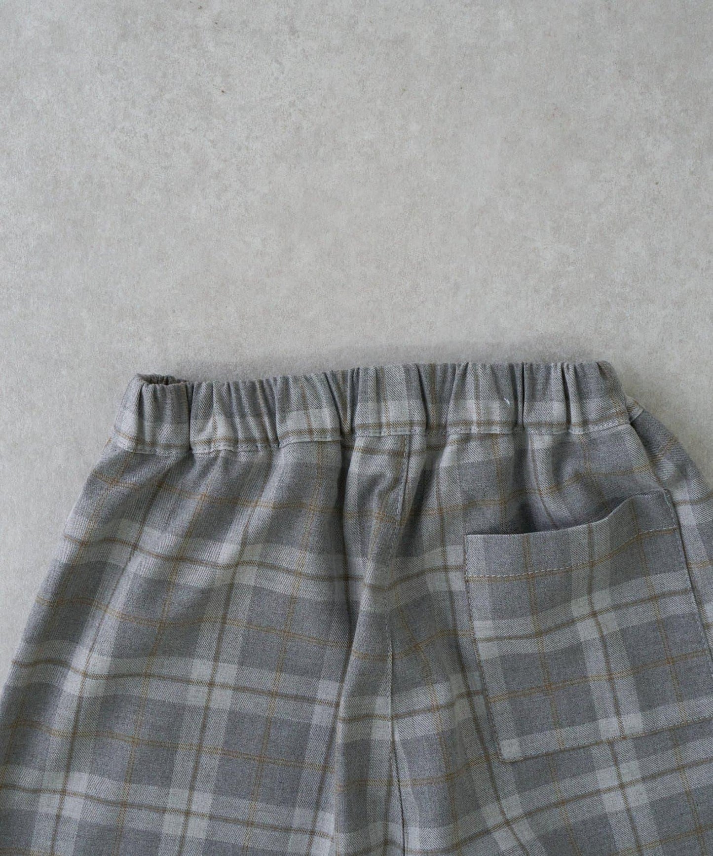 【兒童】【紅色&藍色】下襬抽繩格紋休閒褲