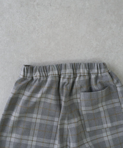 【兒童】【紅色&藍色】下襬抽繩格紋休閒褲