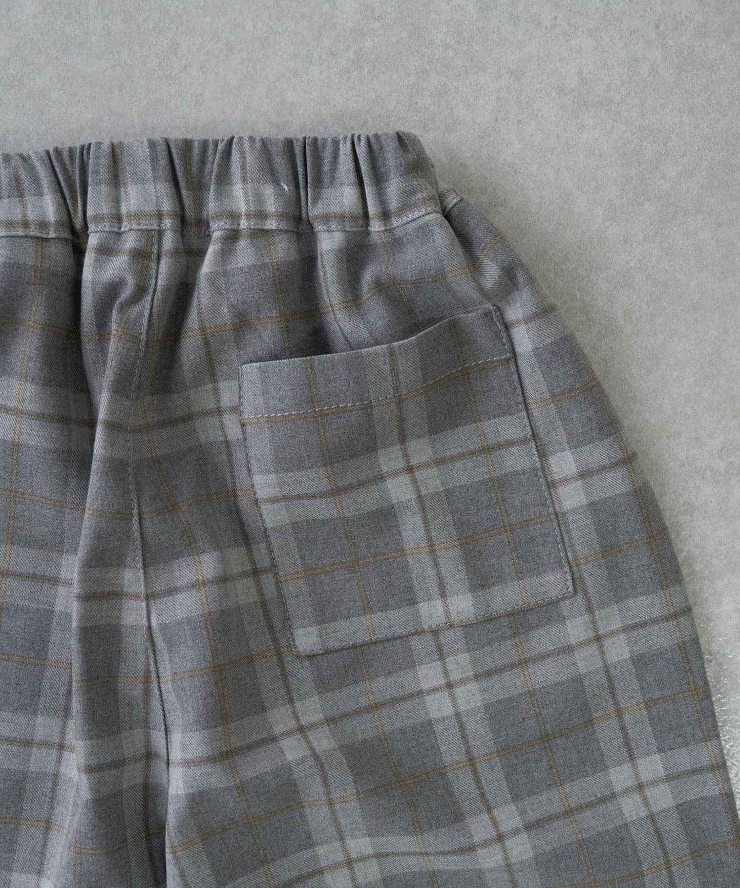 【兒童】【紅色&藍色】下襬抽繩格紋休閒褲