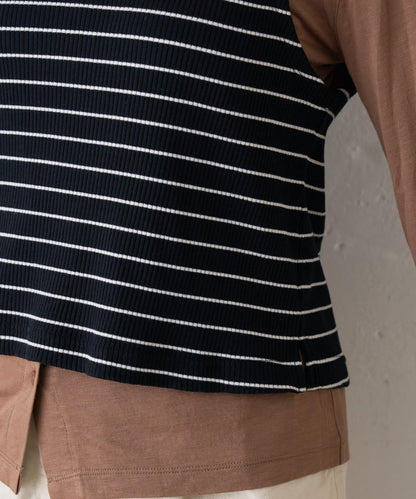 【CIAOPANIC TYPY】條紋背心疊穿翻領透視剪裁襯衫