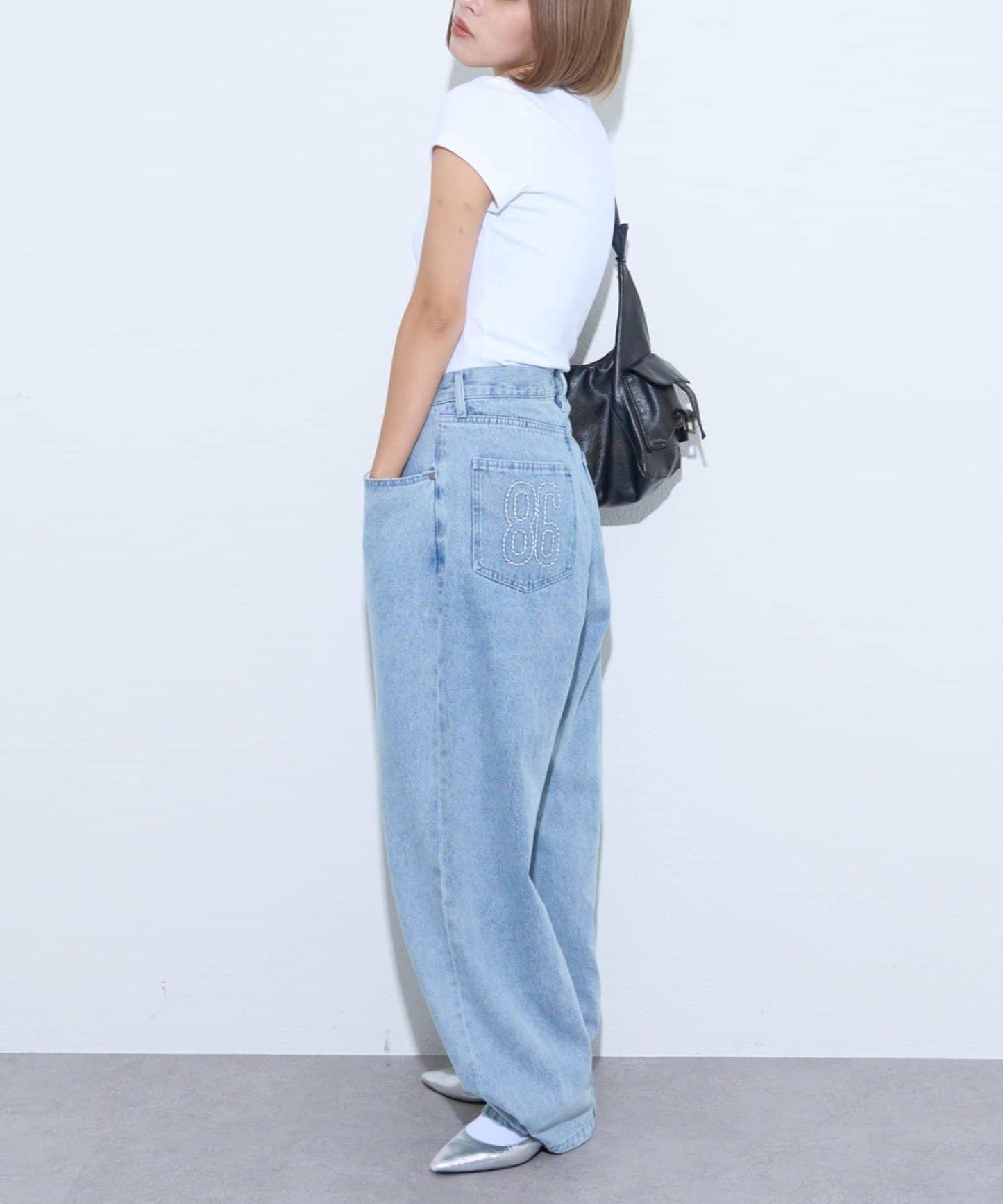 【薩基企劃】【可調節腰圍】超染褶皺設計牛仔褲