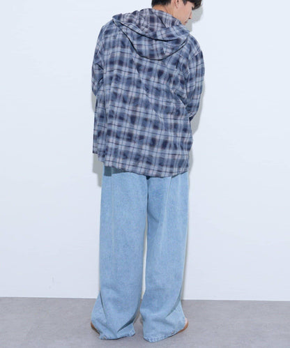 【薩基企劃】【可調節腰圍】超染褶皺設計牛仔褲