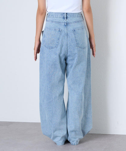 【薩基企劃】【可調節腰圍】超染褶皺設計牛仔褲