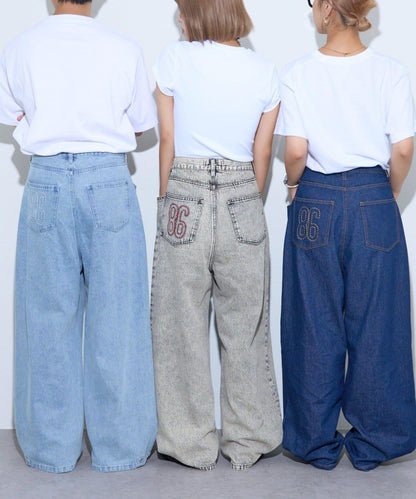 【薩基企劃】【可調節腰圍】超染褶皺設計牛仔褲