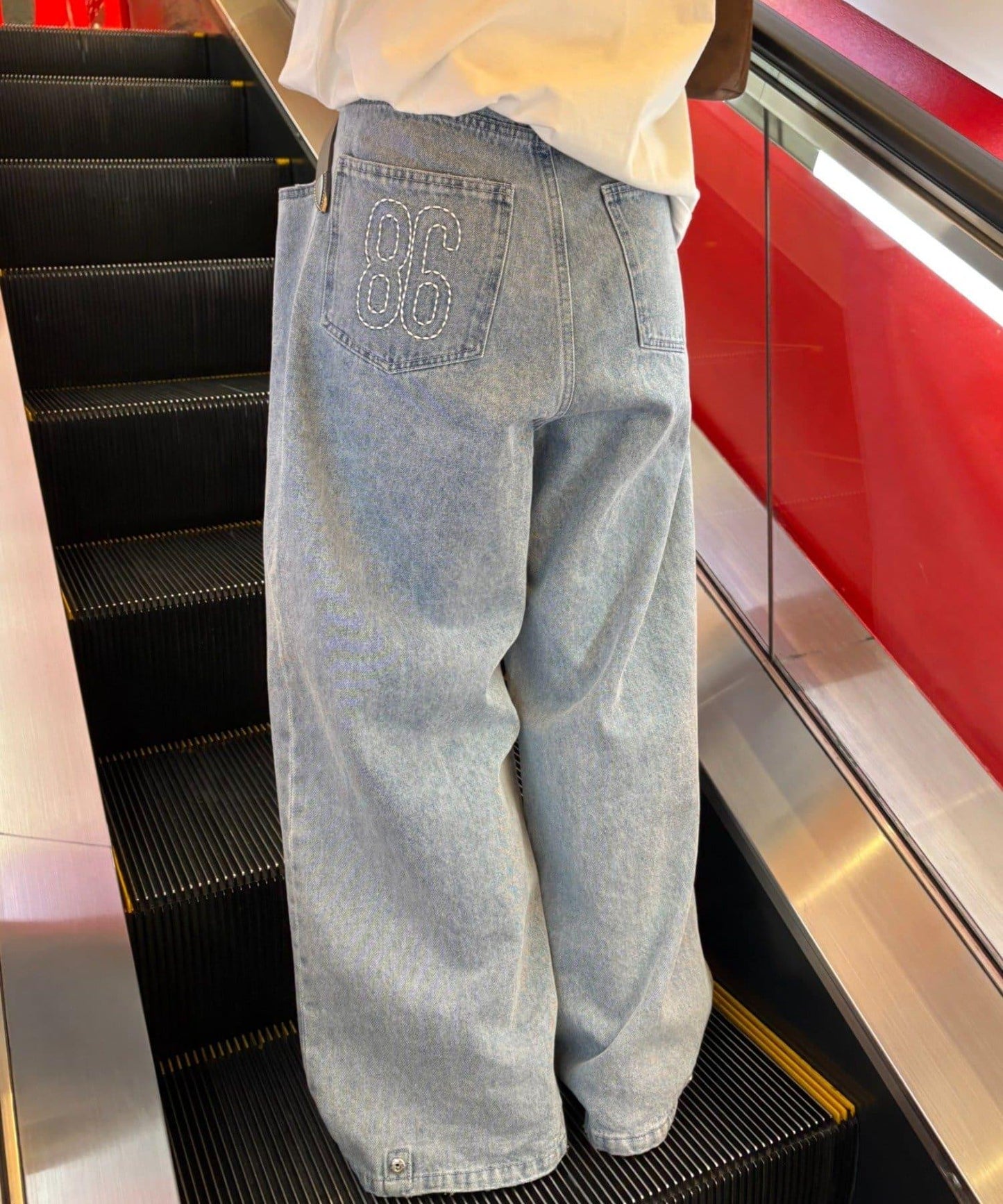 【薩基企劃】【可調節腰圍】超染褶皺設計牛仔褲