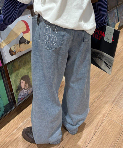 【薩基企劃】【可調節腰圍】超染褶皺設計牛仔褲